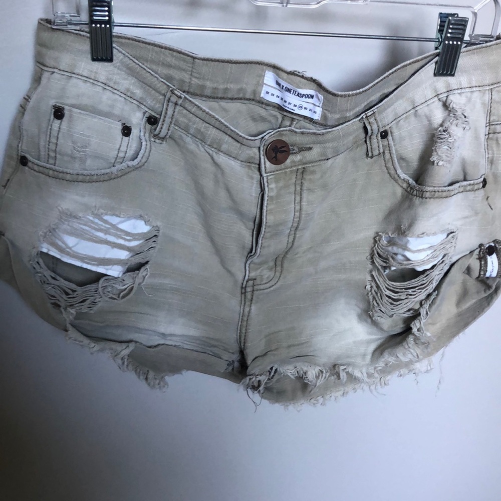 ONE X TEASPOON denim cut shorts with button fly